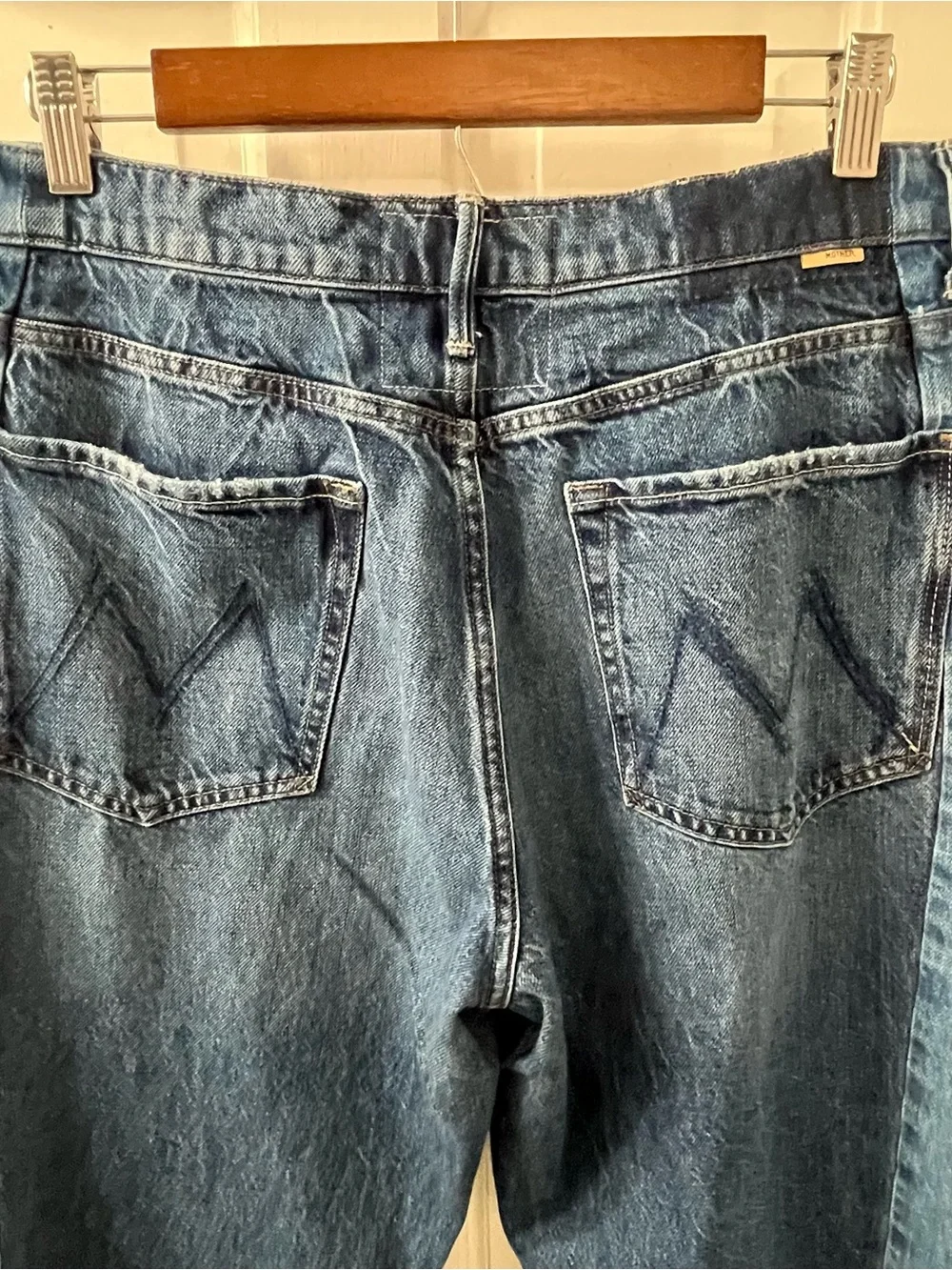 MOTHER The Tux Sidestepper Sneak Fray Wide Leg Jeans Size 30 Double Take